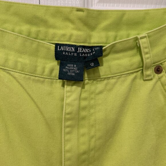 Vtg Lauren Jeans Co Womens Jean Shorts Green 12‎ Neon 90s Mom High Waist Bermuda - Picture 4 of 10